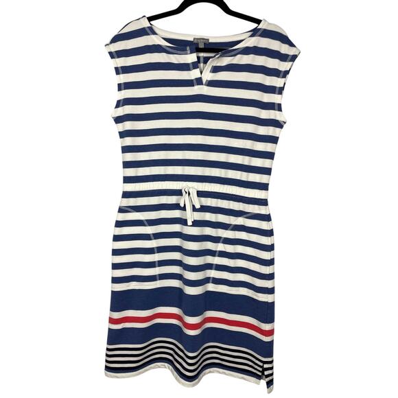 T by Talbots, Size Small, Striped Midi Dress, Terrycloth, Pockets, Coastal - Picture 1 of 6
